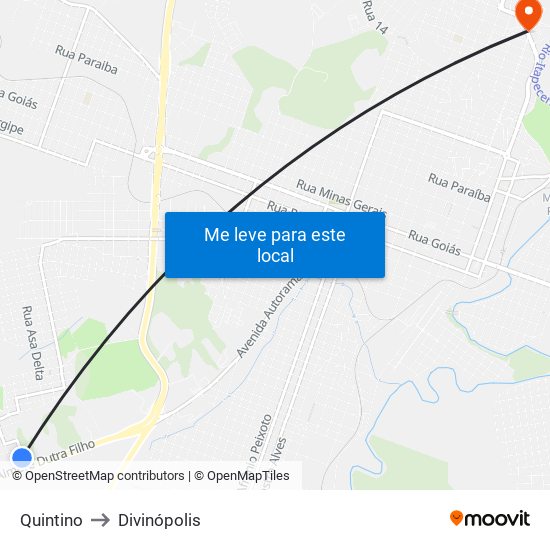 Quintino to Divinópolis map