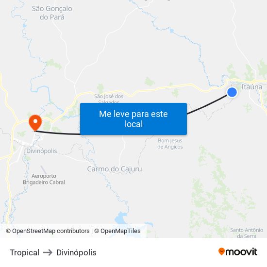 Tropical to Divinópolis map