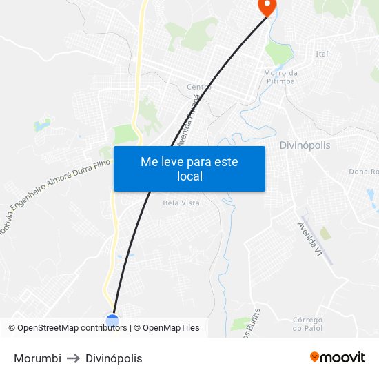 Morumbi to Divinópolis map