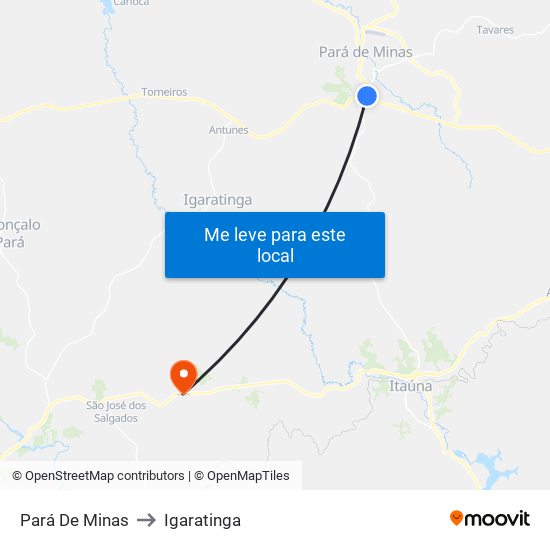 Pará De Minas to Igaratinga map