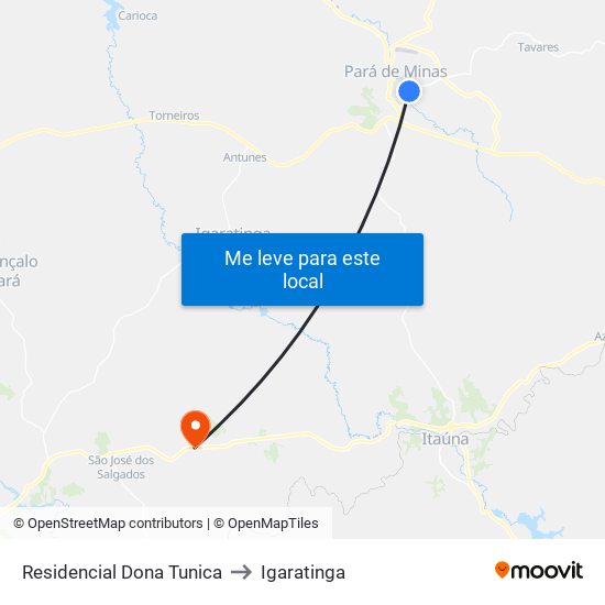 Residencial Dona Tunica to Igaratinga map