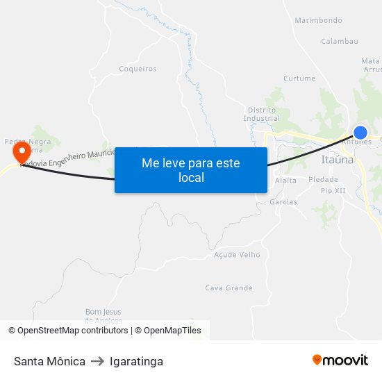 Santa Mônica to Igaratinga map