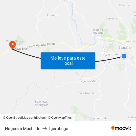 Nogueira Machado to Igaratinga map