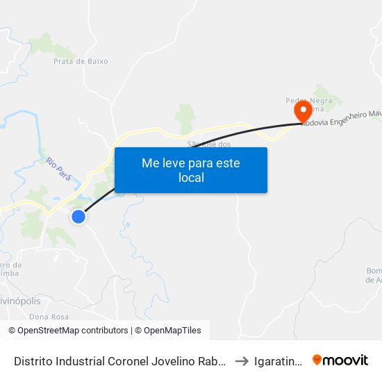 Distrito Industrial Coronel Jovelino Rabelo to Igaratinga map