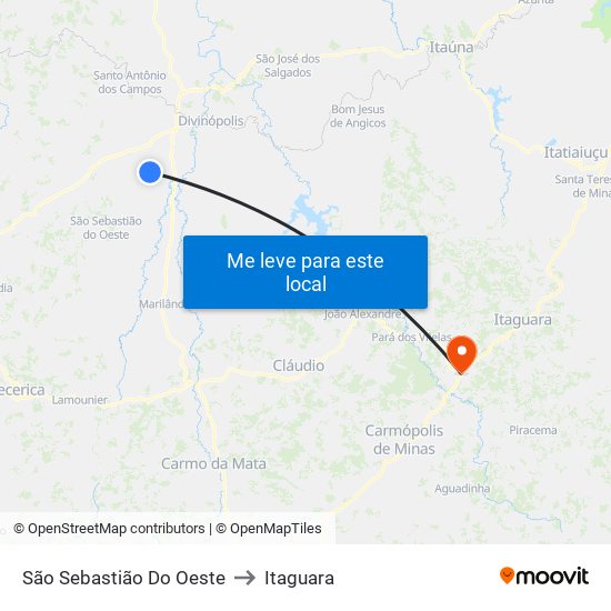 São Sebastião Do Oeste to Itaguara map