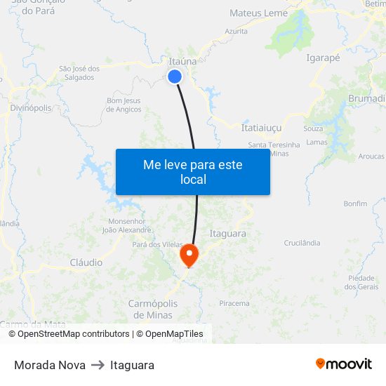 Morada Nova to Itaguara map