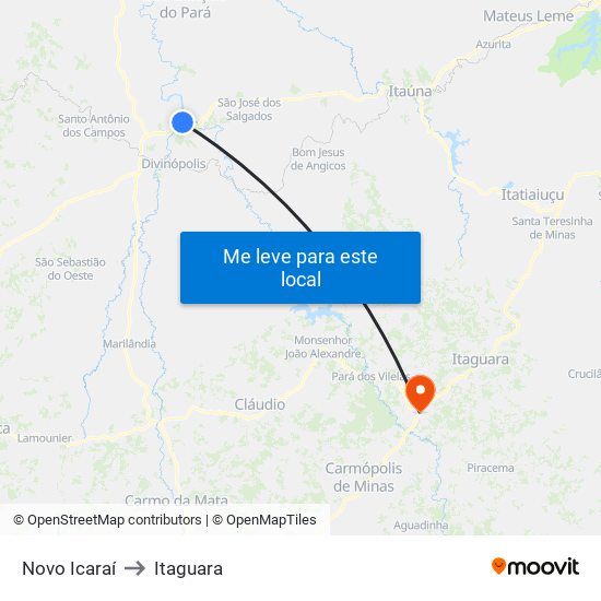 Novo Icaraí to Itaguara map