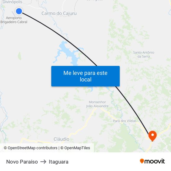 Novo Paraíso to Itaguara map