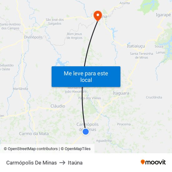 Carmópolis De Minas to Itaúna map