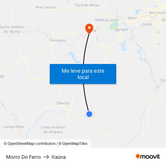 Morro Do Ferro to Itaúna map