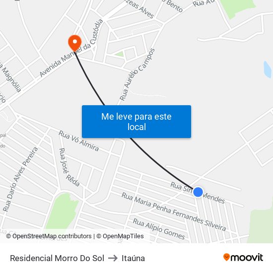 Residencial Morro Do Sol to Itaúna map