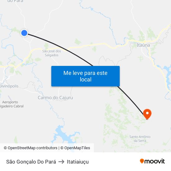 São Gonçalo Do Pará to Itatiaiuçu map