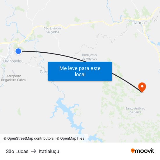 São Lucas to Itatiaiuçu map