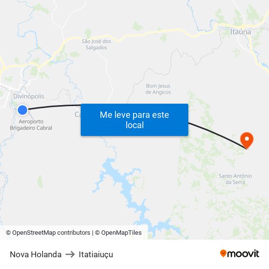 Nova Holanda to Itatiaiuçu map