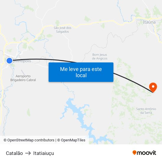 Catalão to Itatiaiuçu map