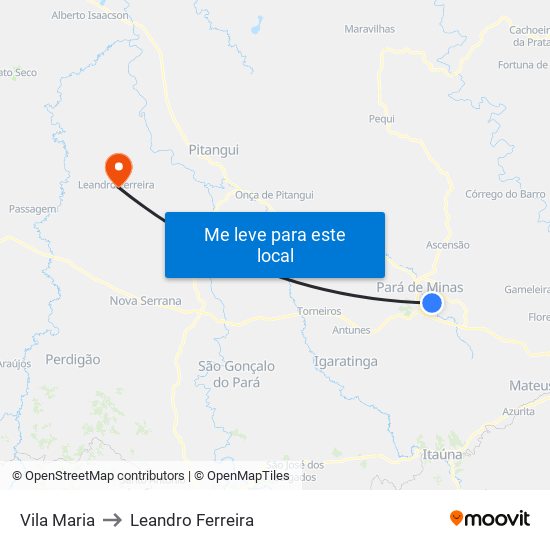 Vila Maria to Leandro Ferreira map