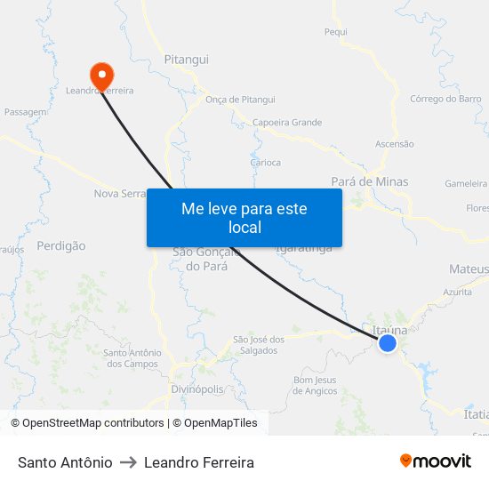 Santo Antônio to Leandro Ferreira map