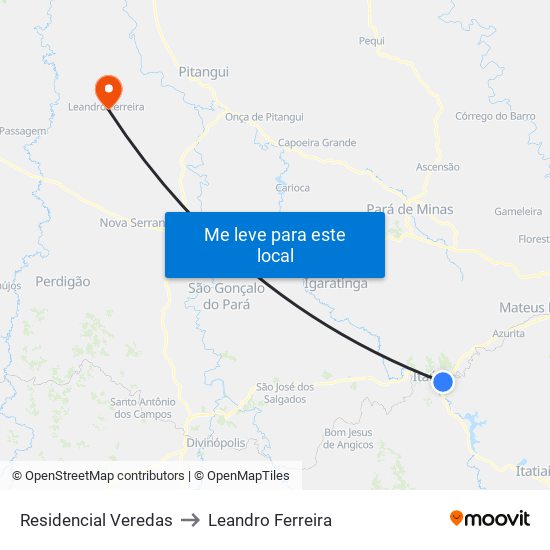 Residencial Veredas to Leandro Ferreira map