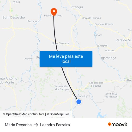 Maria Peçanha to Leandro Ferreira map