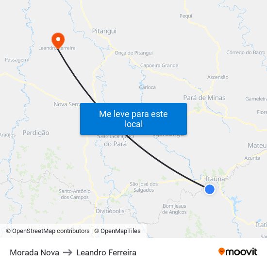 Morada Nova to Leandro Ferreira map