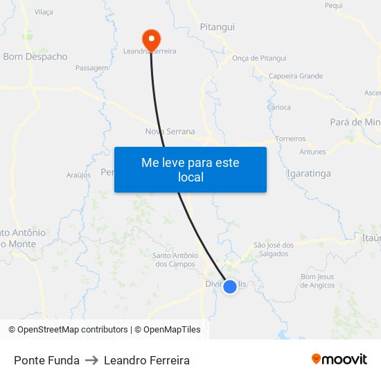 Ponte Funda to Leandro Ferreira map