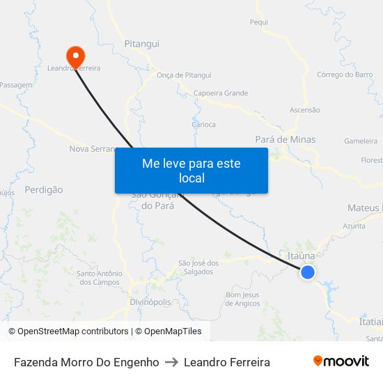 Fazenda Morro Do Engenho to Leandro Ferreira map