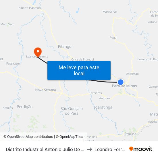 Distrito Industrial Antônio Júlio De Faria to Leandro Ferreira map