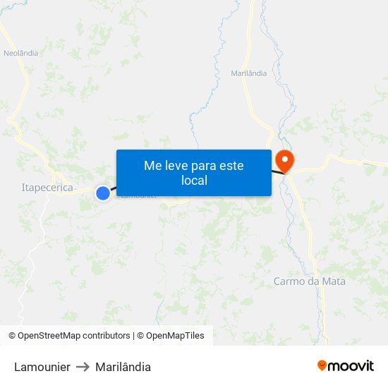 Lamounier to Marilândia map