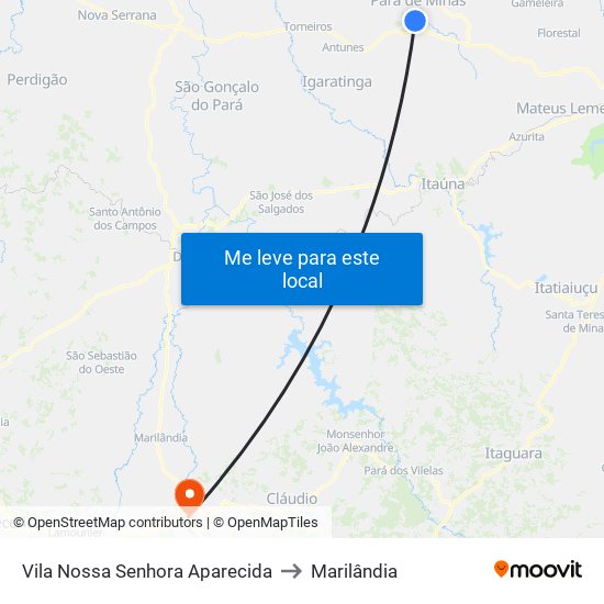 Vila Nossa Senhora Aparecida to Marilândia map
