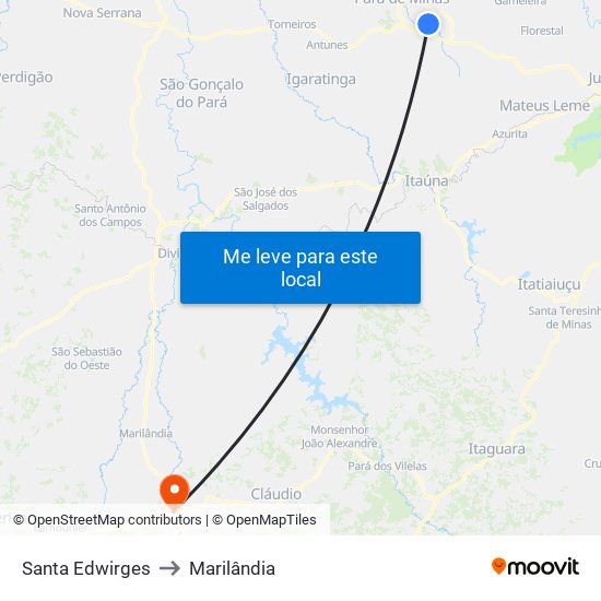 Santa Edwirges to Marilândia map