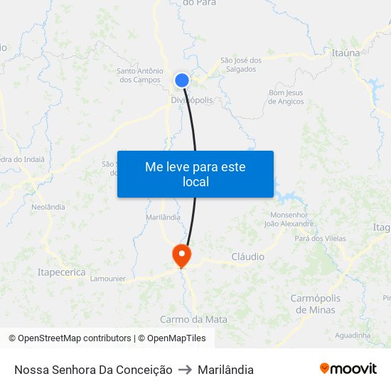 Nossa Senhora Da Conceição to Marilândia map