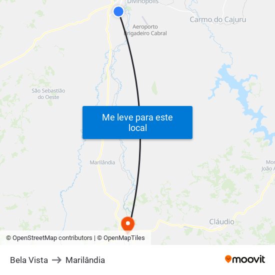 Bela Vista to Marilândia map