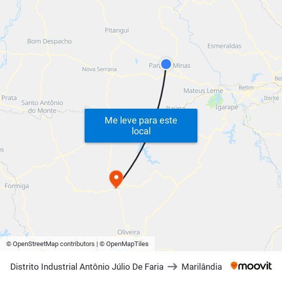 Distrito Industrial Antônio Júlio De Faria to Marilândia map