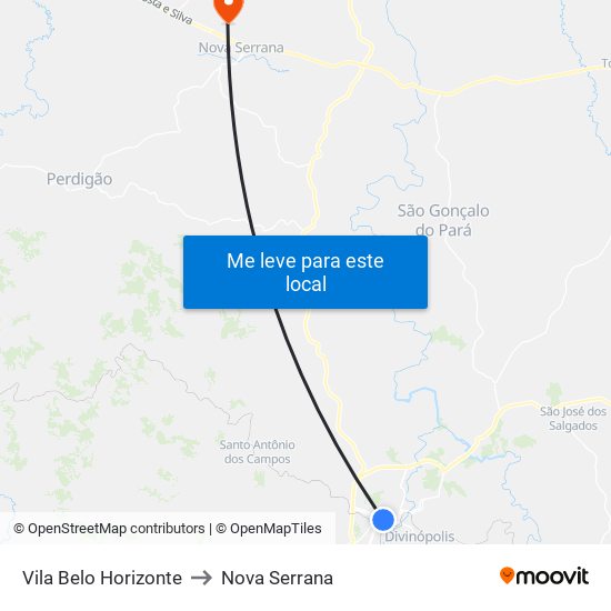 Vila Belo Horizonte to Nova Serrana map