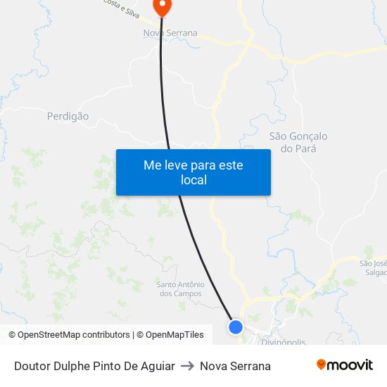 Doutor Dulphe Pinto De Aguiar to Nova Serrana map
