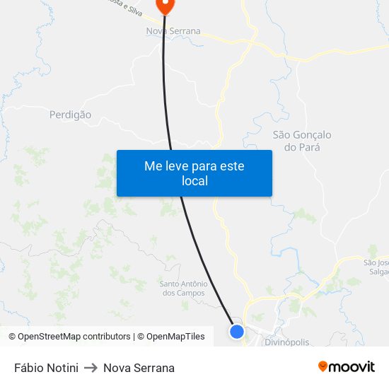 Fábio Notini to Nova Serrana map