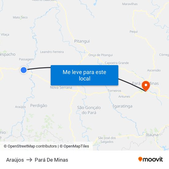 Araújos to Pará De Minas map