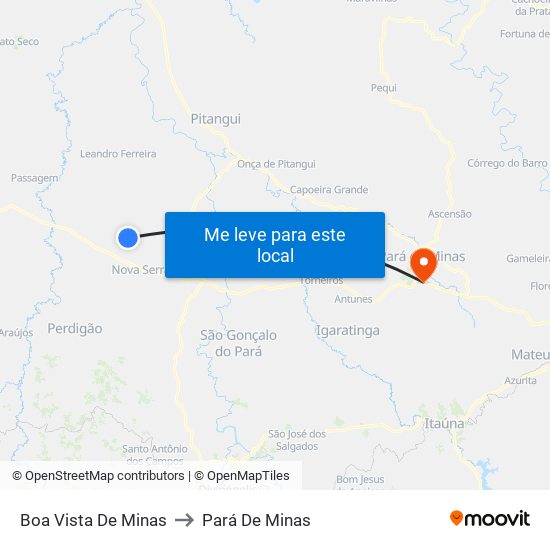 Boa Vista De Minas to Pará De Minas map
