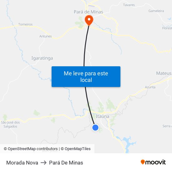 Morada Nova to Pará De Minas map