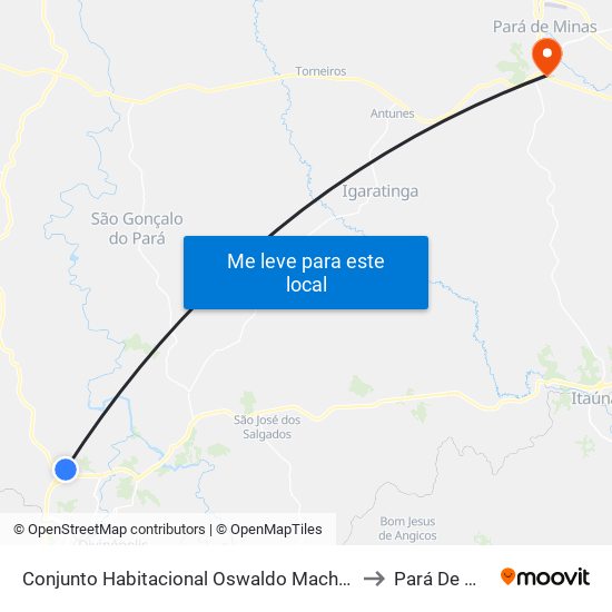 Conjunto Habitacional Oswaldo Machado Gontijo to Pará De Minas map