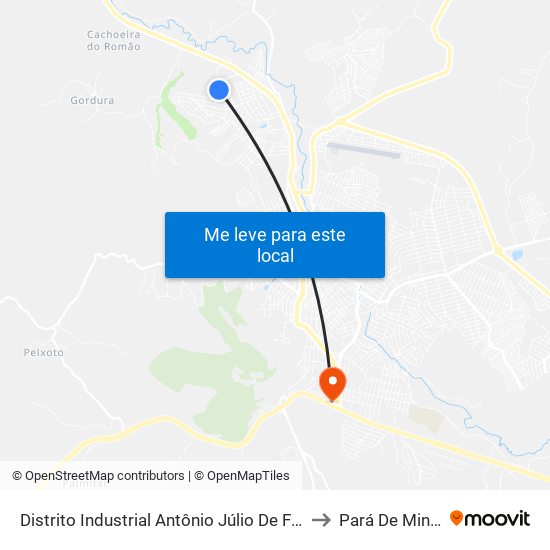 Distrito Industrial Antônio Júlio De Faria to Pará De Minas map
