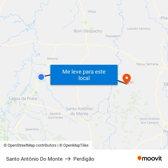 Santo Antônio Do Monte to Perdigão map