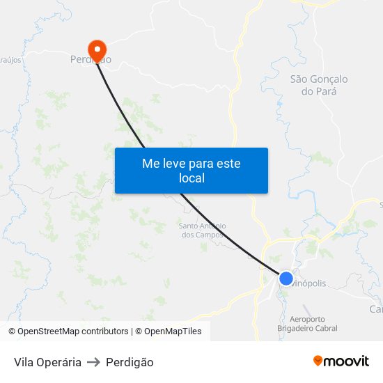 Vila Operária to Perdigão map