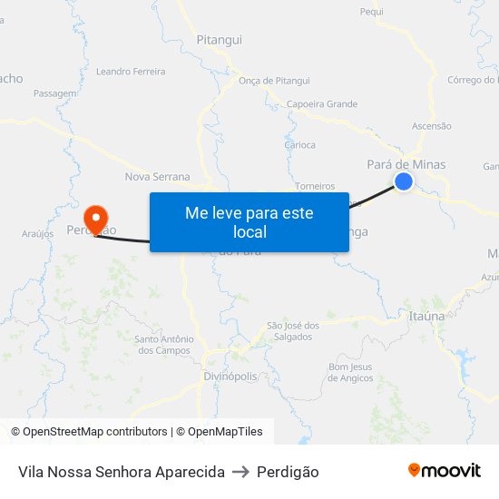 Vila Nossa Senhora Aparecida to Perdigão map