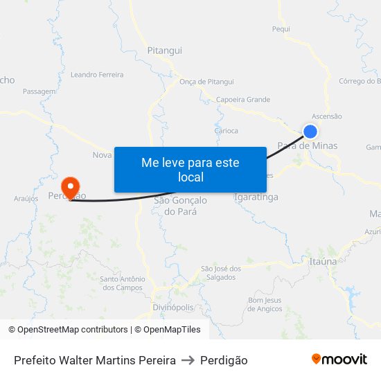 Prefeito Walter Martins Pereira to Perdigão map