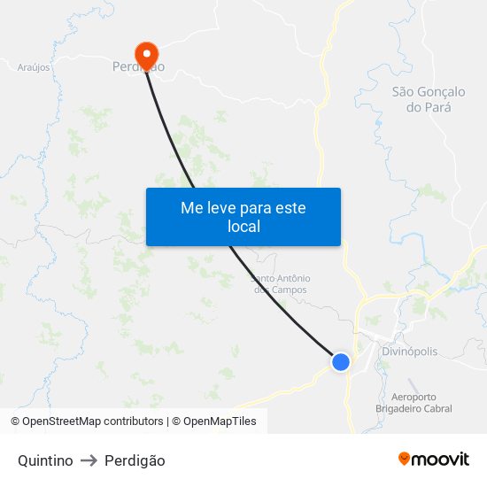 Quintino to Perdigão map