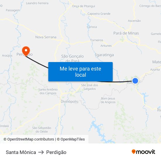 Santa Mônica to Perdigão map