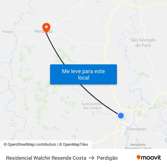 Residencial Walchir Resende Costa to Perdigão map