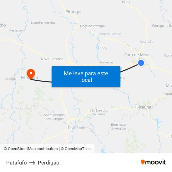 Patafufo to Perdigão map