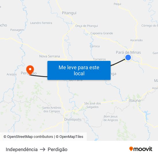 Independência to Perdigão map
